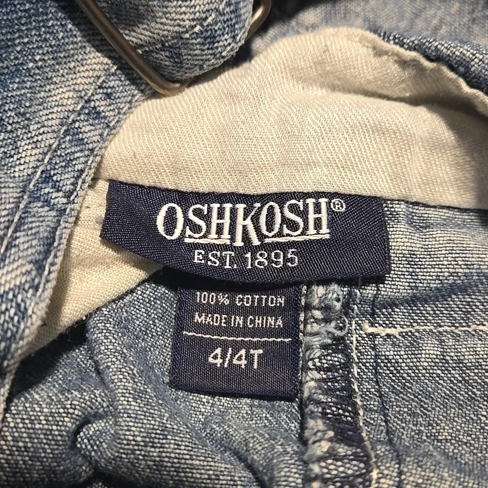 Vintage OshKosh B'gosh Blue Denim Carpenter Overalls for Kids Size 4/4T